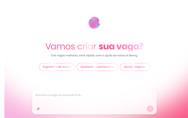Tela de recrutamento e seleção com IA na Benway